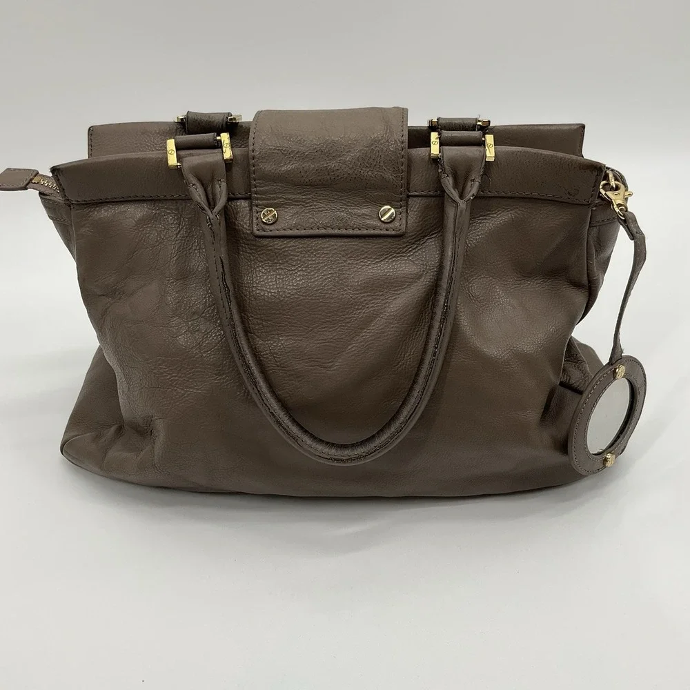 Tory Burch Leather Satchel Brown Gold Lock Large Quiet Luxury Minimalist Modern